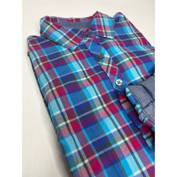 Talbots Womens Blue Plaid Button Up Top Size XS Farmhouse Fall - Picture 3 of 11